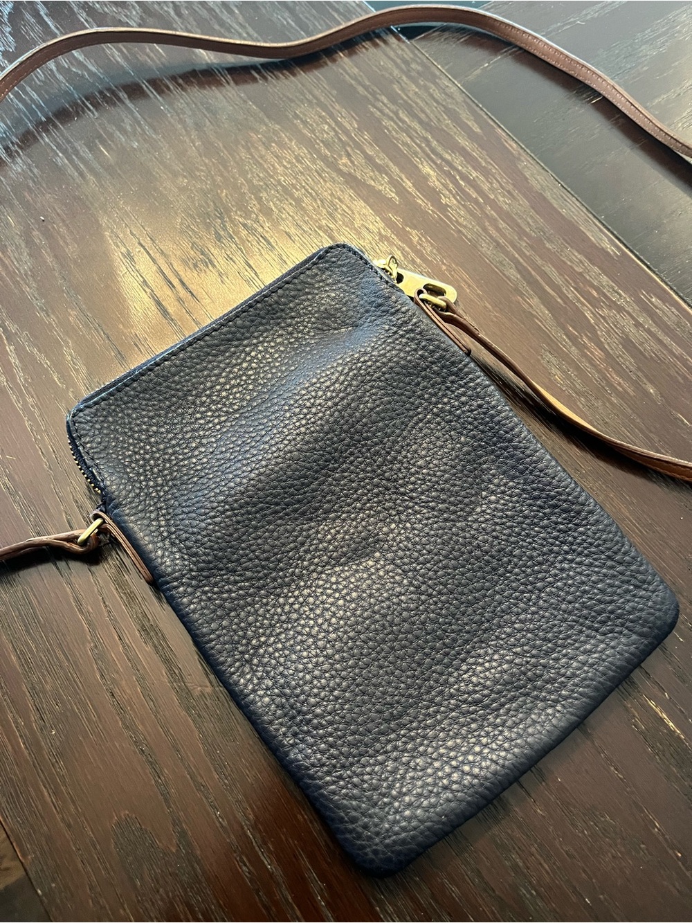 GAP Leather Crossbody Pouch with Brown Strap